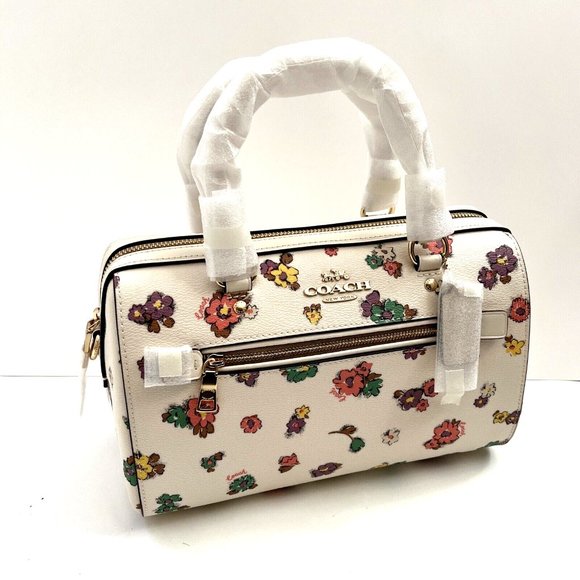 NWT $350 Original COACH Rowan Satchel Spaced Floral Field Print Off White CA229 - Picture 7 of 14